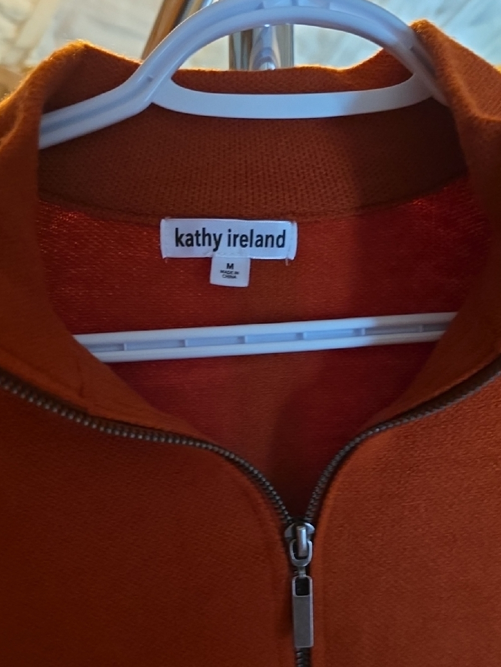 kathy ireland Warm Orange Zip-Up Knit Jacket